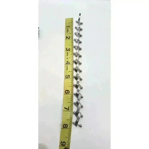 Vintage Bracelet Bar Link Fancy 925 Sterling Silver MCM Mod Brutalist Gift - Picture 8 of 9